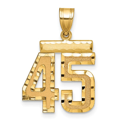 585 Gelbgold Diamantgeschliffener Zahlen-Charm "45", mittelgroß