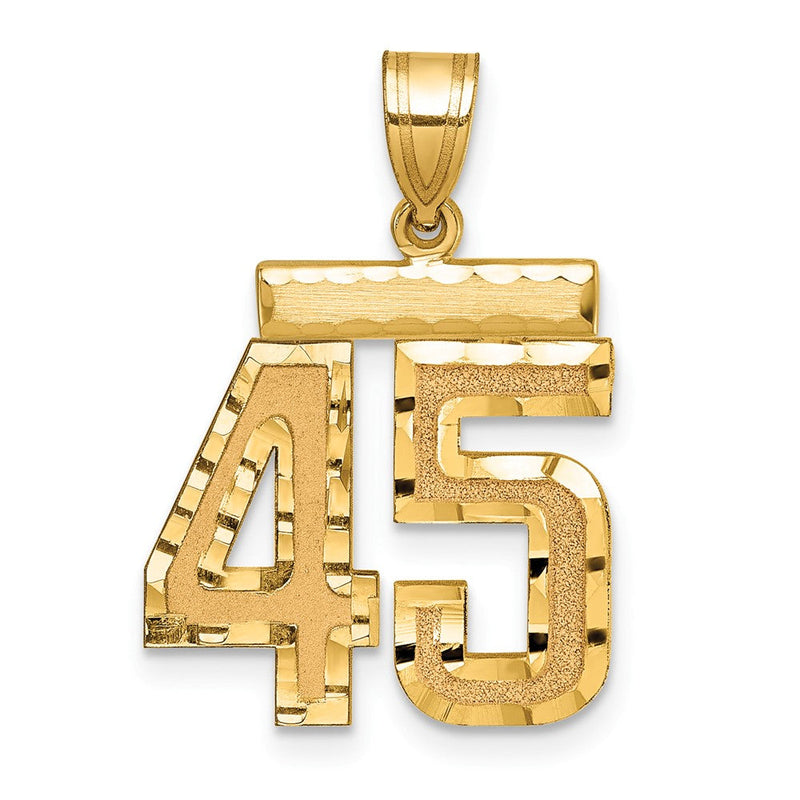 585 Gelbgold Diamantgeschliffener Zahlen-Charm "45", mittelgroß