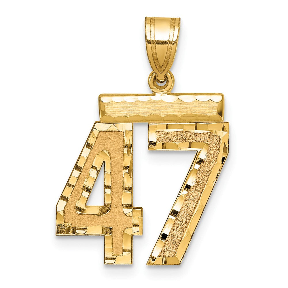 14K Gelbgold Diamant-geschliffener Zahlen-Charm "47", mittelgroß
