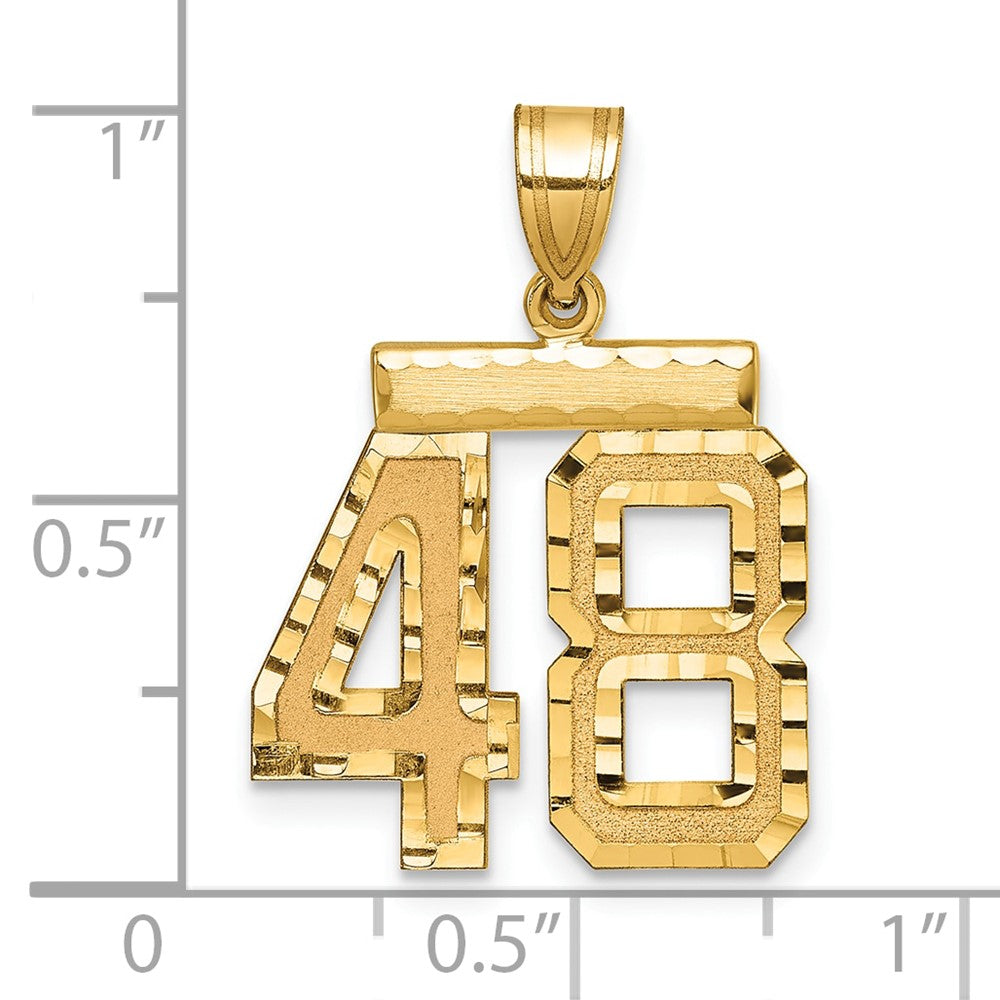 14K Gelbgold Zahlen-Charm „48" mittelgroß, diamantiert