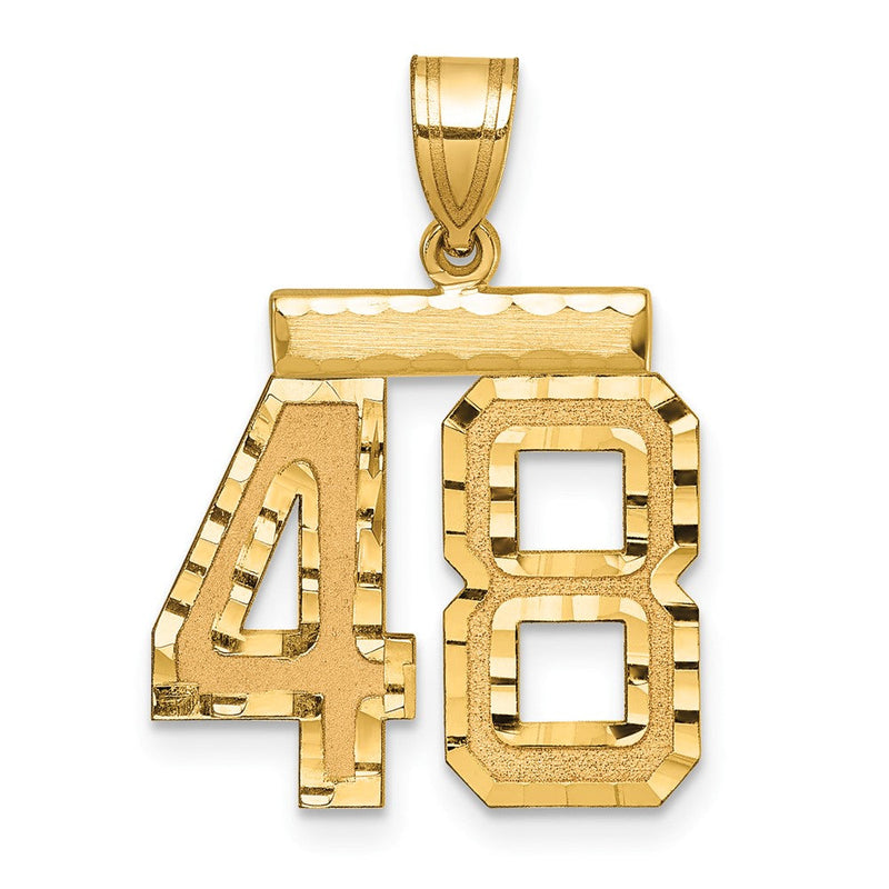 14K Gelbgold Zahlen-Charm „48" mittelgroß, diamantiert