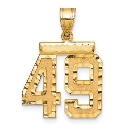 14K Gelbgold Diamantgeschliffener Charm mit Zahl 49, Mittelgröße