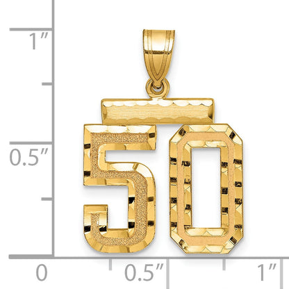 14K Gelbgold Charm mittelgroß mit diamantierter Zahl 50