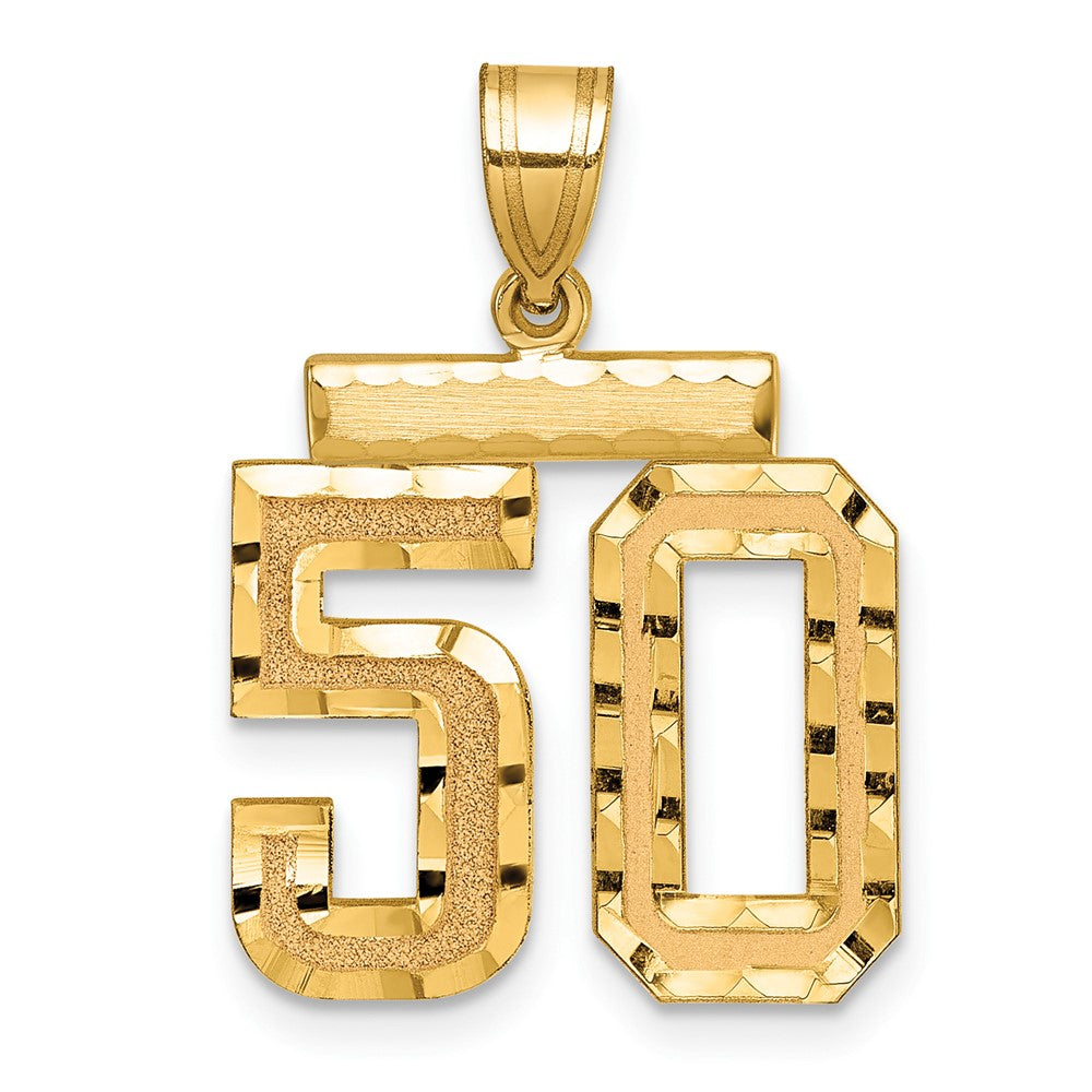 14K Gelbgold Charm mittelgroß mit diamantierter Zahl 50