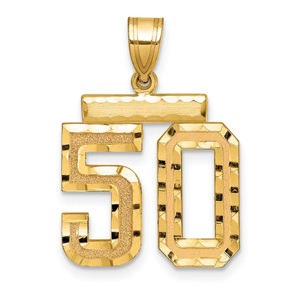 14K Gelbgold Charm mittelgroß mit diamantierter Zahl 50