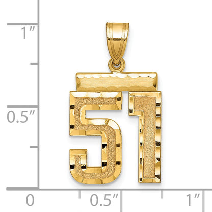 14K Gelbgold Charm „Zahl 51“, mittelgroß, diamantiert