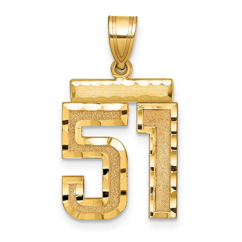 14K Gelbgold Charm „Zahl 51“, mittelgroß, diamantiert