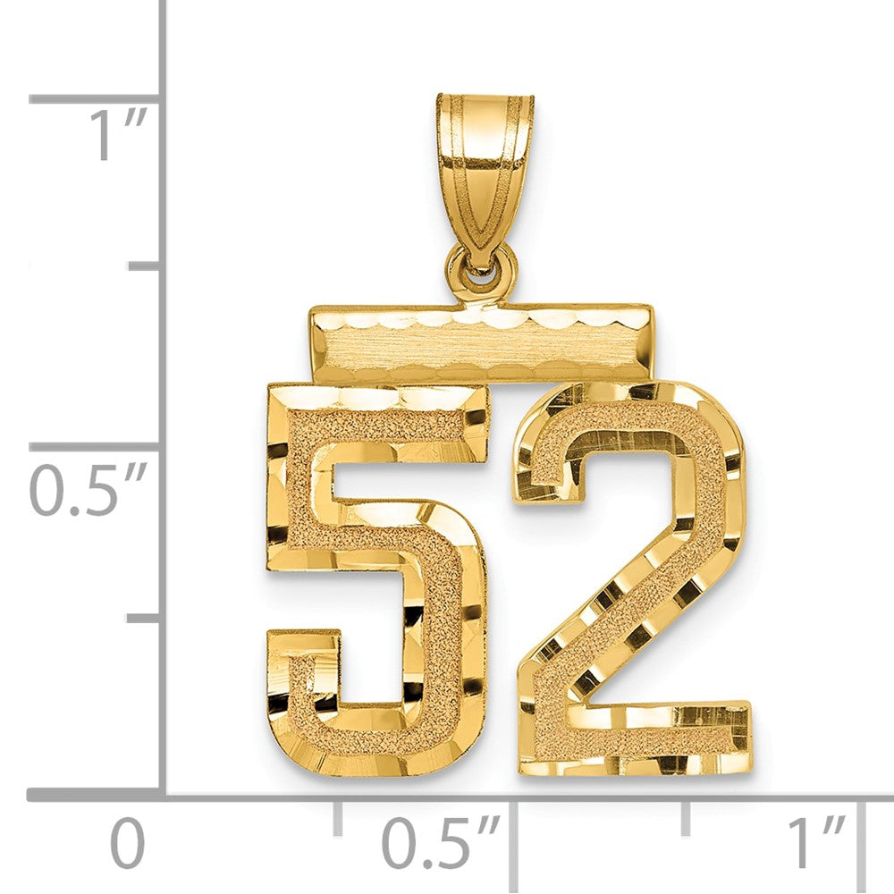 14K Gelbgold Mittelgroßer Diamantgeschliffener Zahl-52-Charm