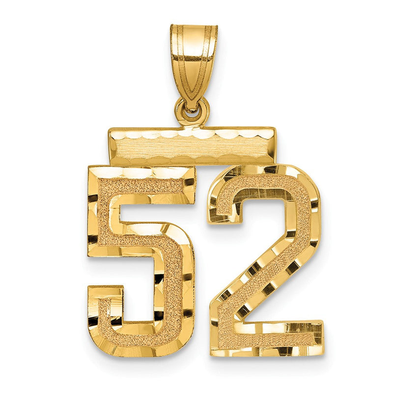 14K Gelbgold Mittelgroßer Diamantgeschliffener Zahl-52-Charm