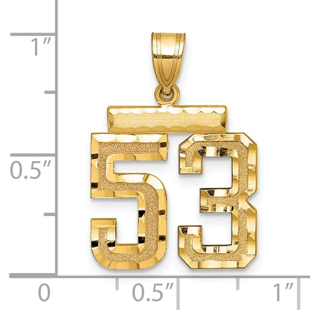 14K Gelbgold Mittelgroßer Diamantgeschliffener Charm mit Zahl 53