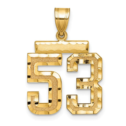 14K Gelbgold Mittelgroßer Diamantgeschliffener Charm mit Zahl 53