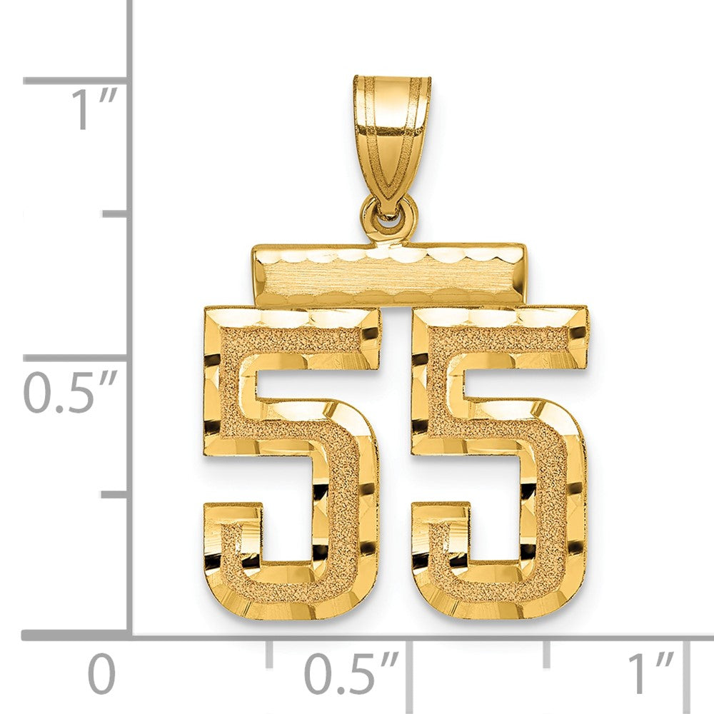 14K Gelbgold Diamantgeschliffener Zahl-55-Charm, Mittelgröße
