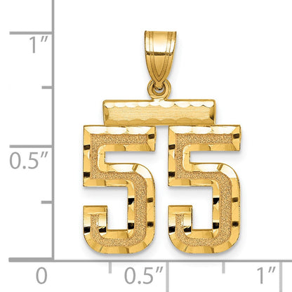 14K Gelbgold Diamantgeschliffener Zahl-55-Charm, Mittelgröße