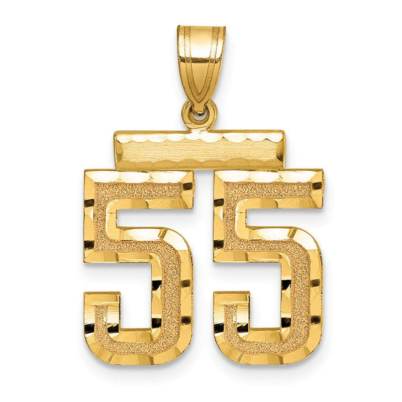 14K Gelbgold Diamantgeschliffener Zahl-55-Charm, Mittelgröße