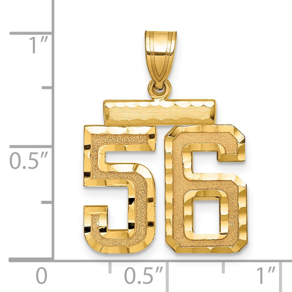14K Gelbgold Diamantgeschliffener Charm „Zahl 56“, mittelgroß