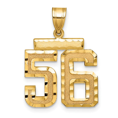 14K Gelbgold Diamantgeschliffener Charm „Zahl 56“, mittelgroß