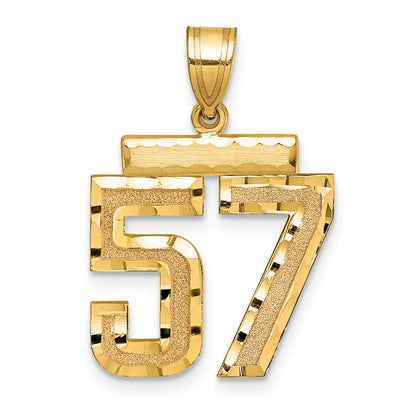 14K Gelbgold Mittelgroßer Diamantgeschliffener Charm Zahl 57