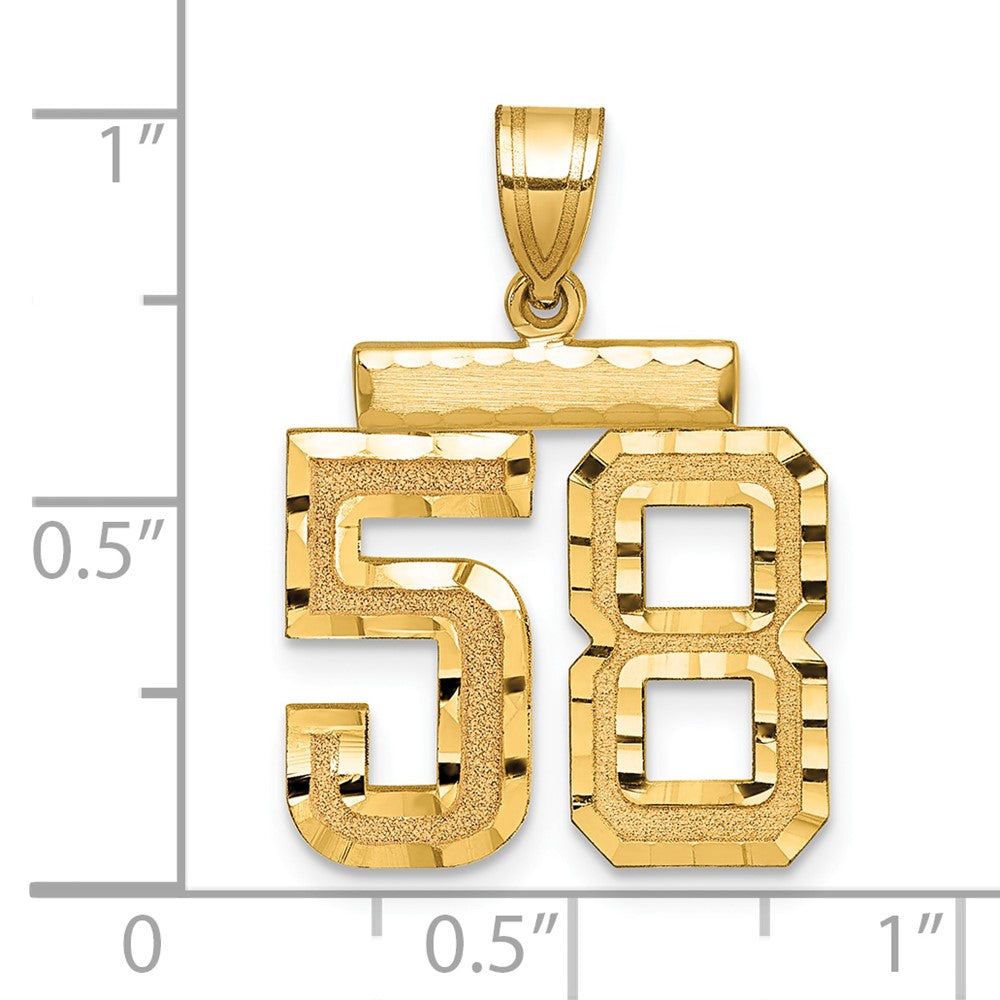 14K Gelbgold Zahl-58-Charm, diamantiert, mittelgroß
