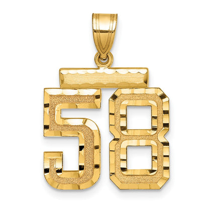 14K Gelbgold Zahl-58-Charm, diamantiert, mittelgroß