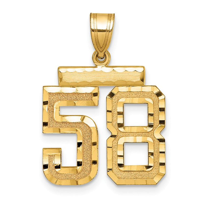 14K Gelbgold Zahl-58-Charm, diamantiert, mittelgroß