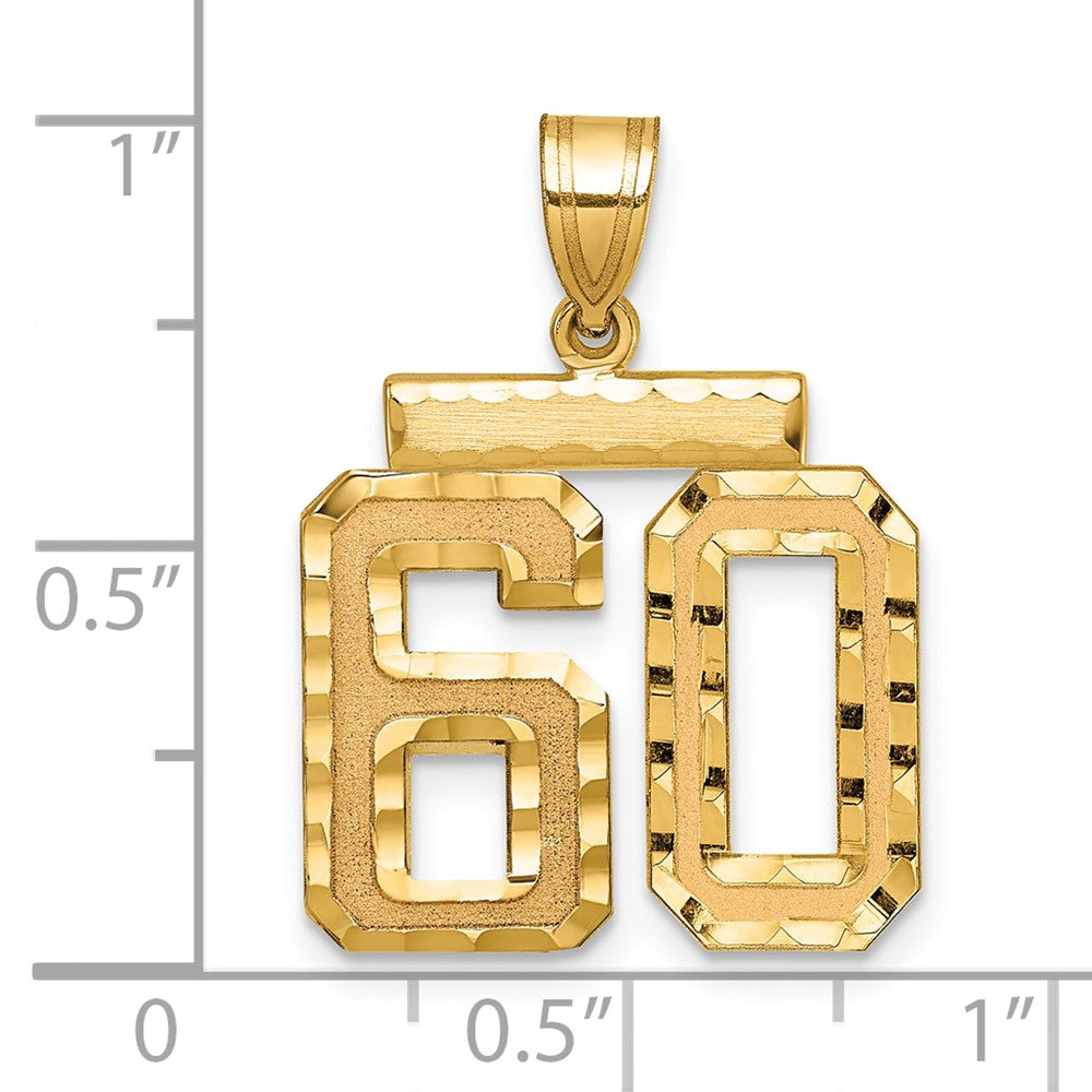 14K Gelbgold Medium Diamant-geschliffener Zahl-60-Charm