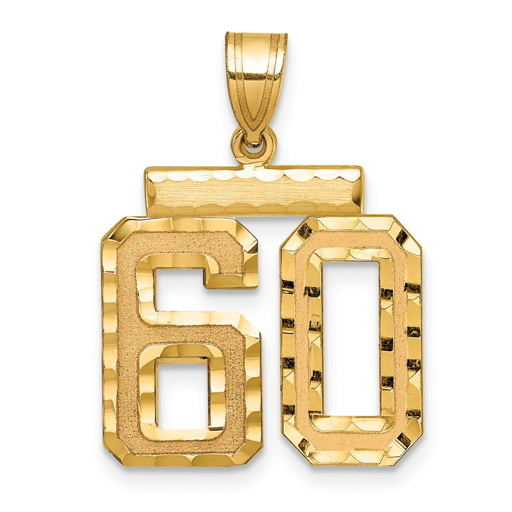 14K Gelbgold Medium Diamant-geschliffener Zahl-60-Charm