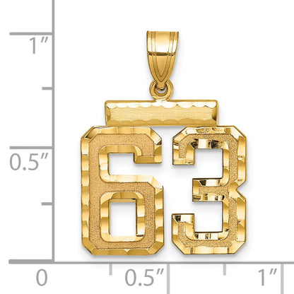 14K Gelbgold Diamant-geschliffener Zahlen-Charm „63" (mittelgroß)