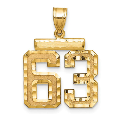 14K Gelbgold Diamant-geschliffener Zahlen-Charm „63" (mittelgroß)