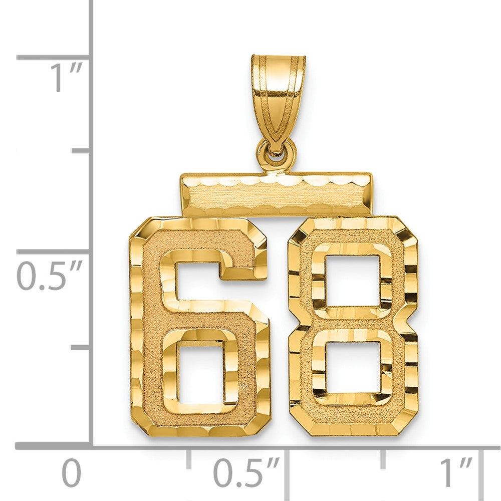 14K Gelbgold Diamantgeschliffener Charm "Zahl 68", mittelgroß
