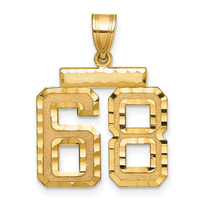 14K Gelbgold Diamantgeschliffener Charm "Zahl 68", mittelgroß