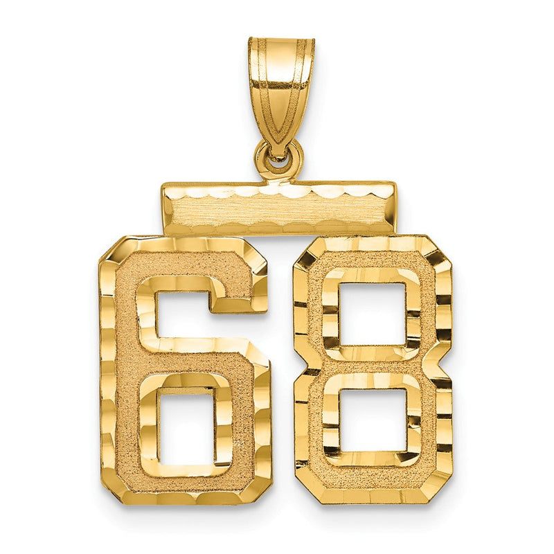 14K Gelbgold Diamantgeschliffener Charm "Zahl 68", mittelgroß