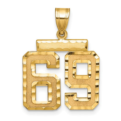 14K Gelbgold Diamantgeschliffener Zahl-69-Charm, Mittelgroß