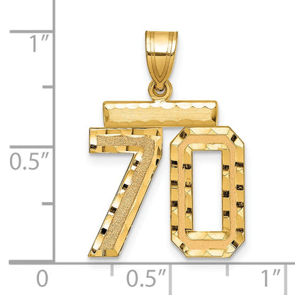 14 K Gelbgold Charm „Zahl 70" mittelgroß, diamantiert