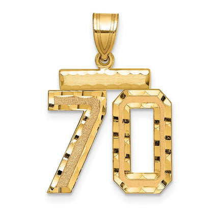 14 K Gelbgold Charm „Zahl 70" mittelgroß, diamantiert