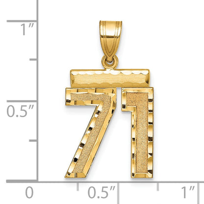 14K Gelbgold Diamantierter Mittelgroßer Zahlen-Charm „71