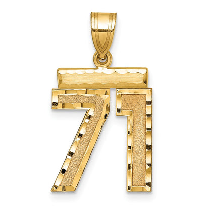 14K Gelbgold Diamantierter Mittelgroßer Zahlen-Charm „71