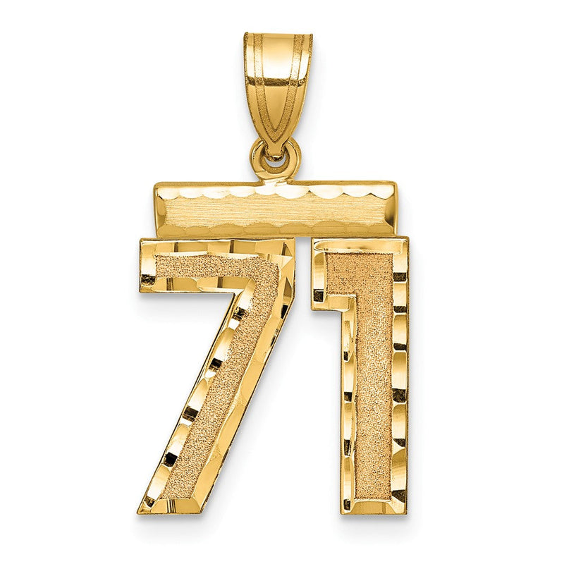 14K Gelbgold Diamantierter Mittelgroßer Zahlen-Charm „71