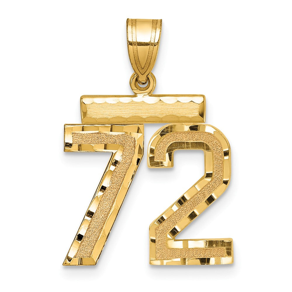 14K Gelbgold Zahl-72-Charm, mittelgroß, diamantiert
