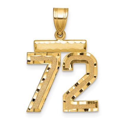 14K Gelbgold Zahl-72-Charm, mittelgroß, diamantiert