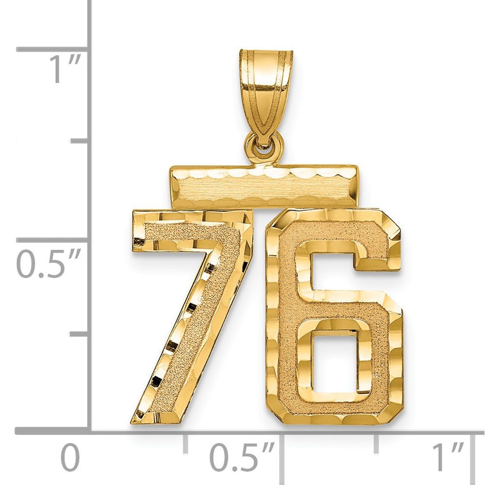 14K Gelbgold Zahlen-Charm „76", mittelgroß, diamantiert