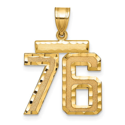 14K Gelbgold Zahlen-Charm „76", mittelgroß, diamantiert