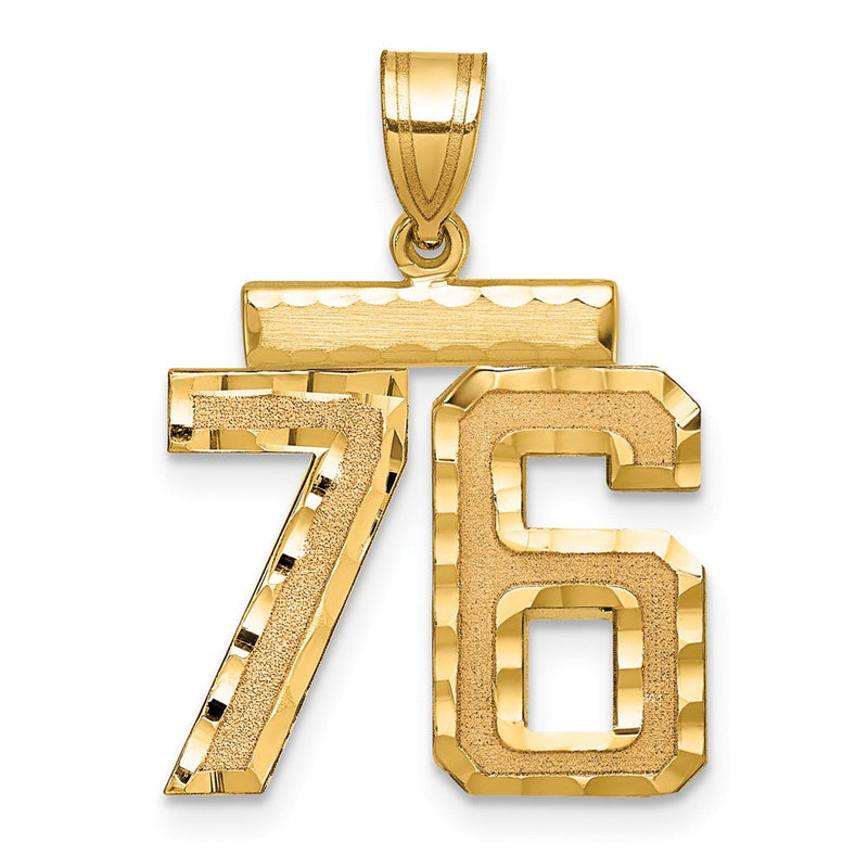 14K Gelbgold Zahlen-Charm „76", mittelgroß, diamantiert