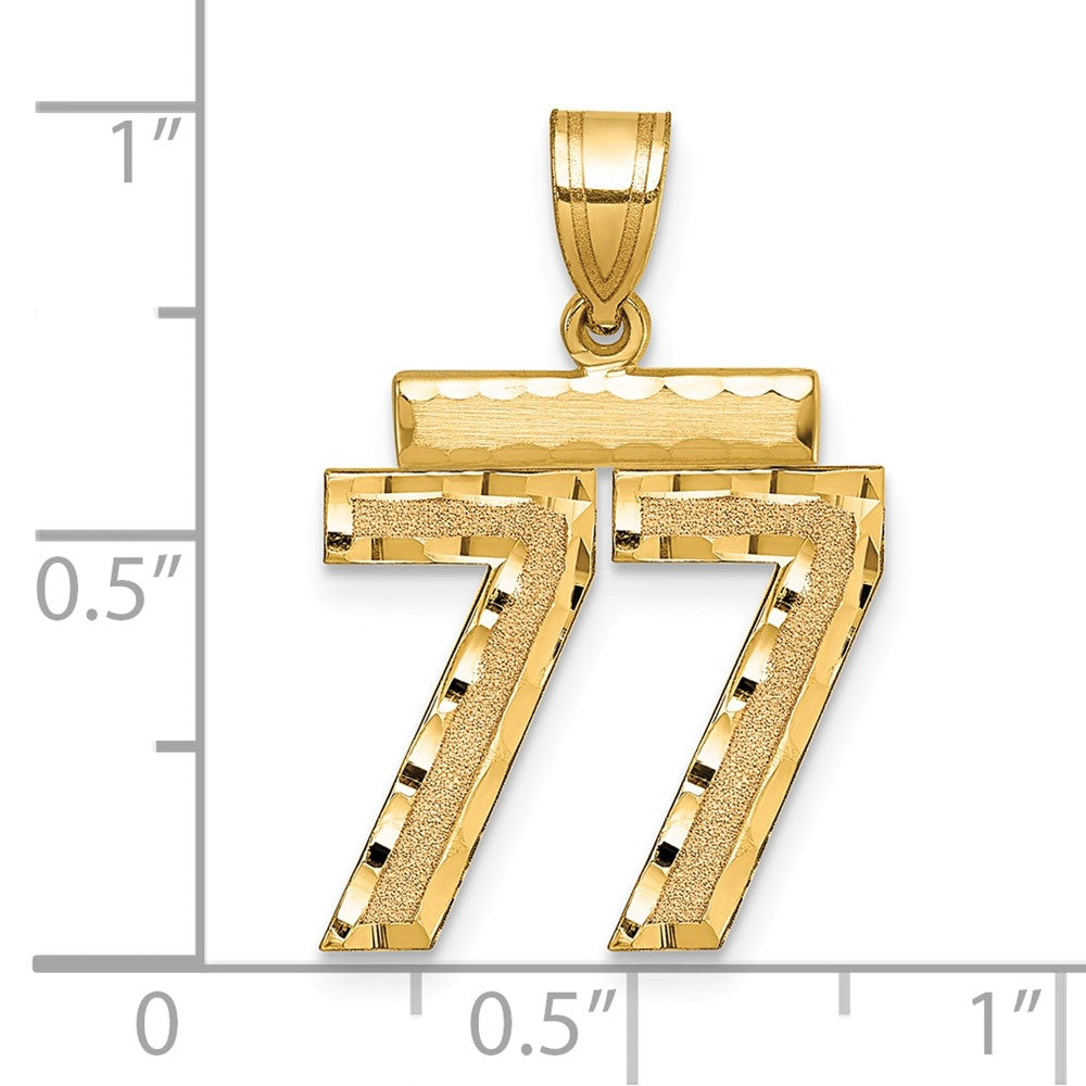 14K Gelbgold Diamantgeschliffener Zahlen-Charm „77" (Mittelgroß)