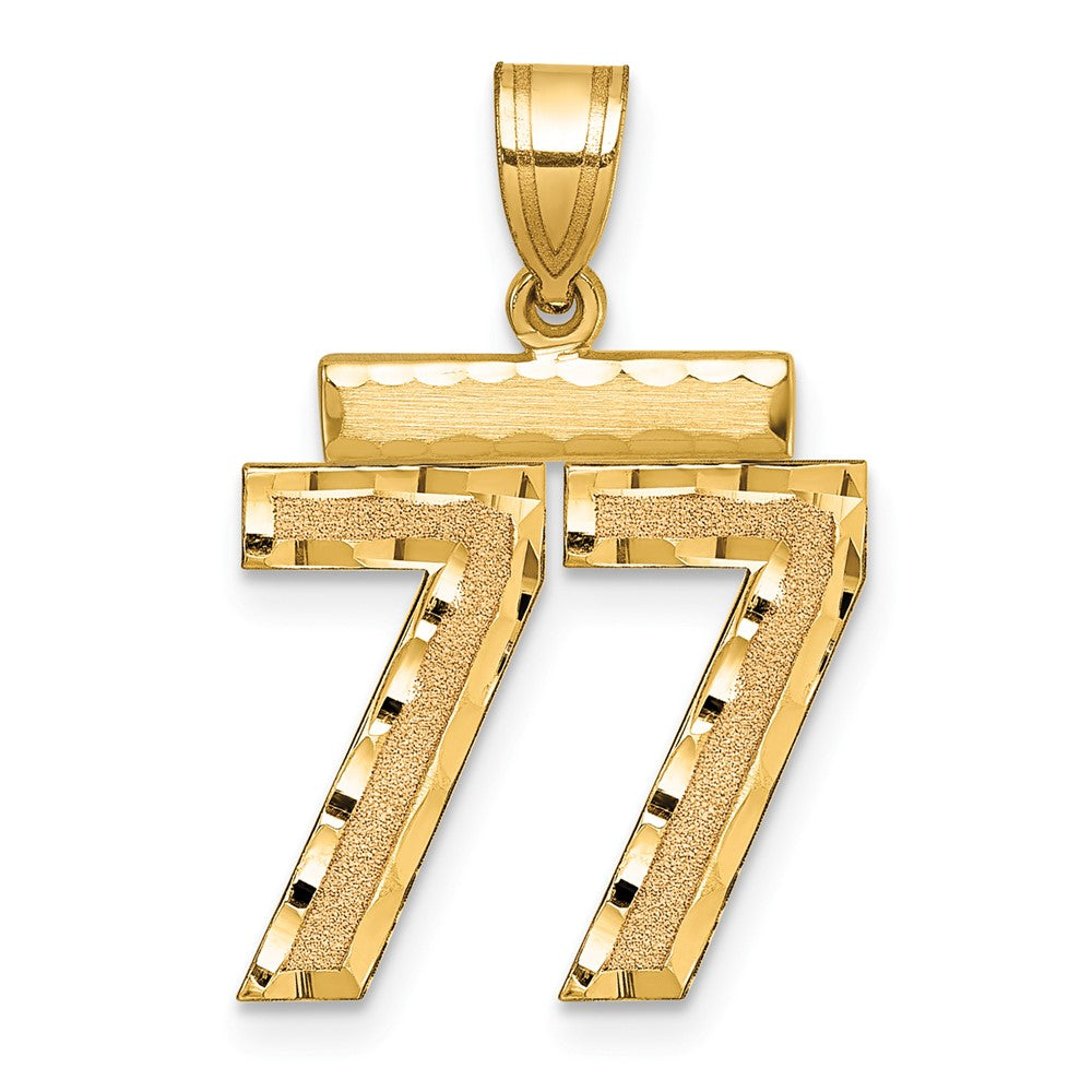 14K Gelbgold Diamantgeschliffener Zahlen-Charm „77" (Mittelgroß)
