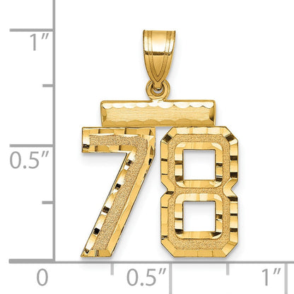 14K Gelbgold Diamantgeschliffener Zahlen-Charm „78“ (Mittelgröße)