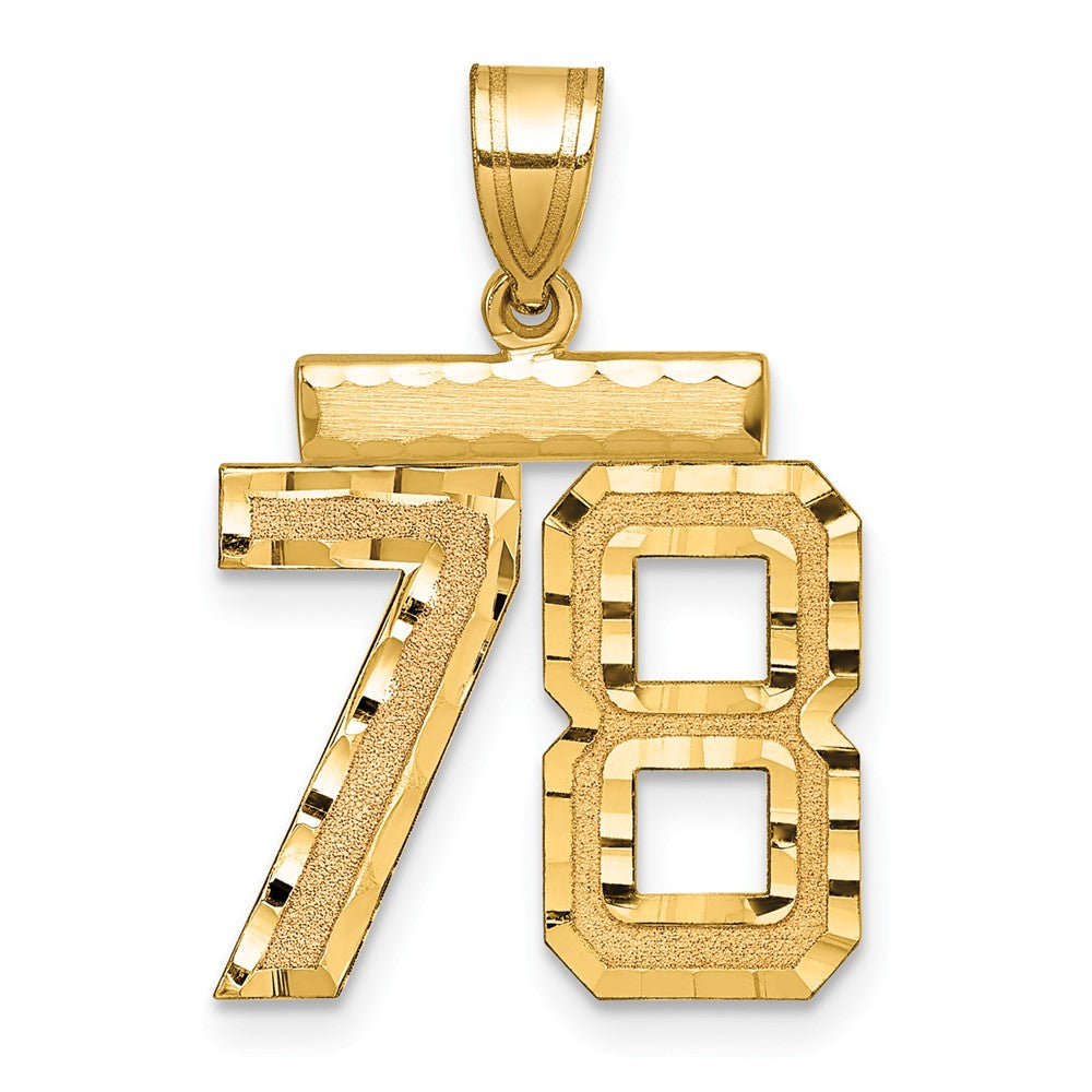 14K Gelbgold Diamantgeschliffener Zahlen-Charm „78“ (Mittelgröße)