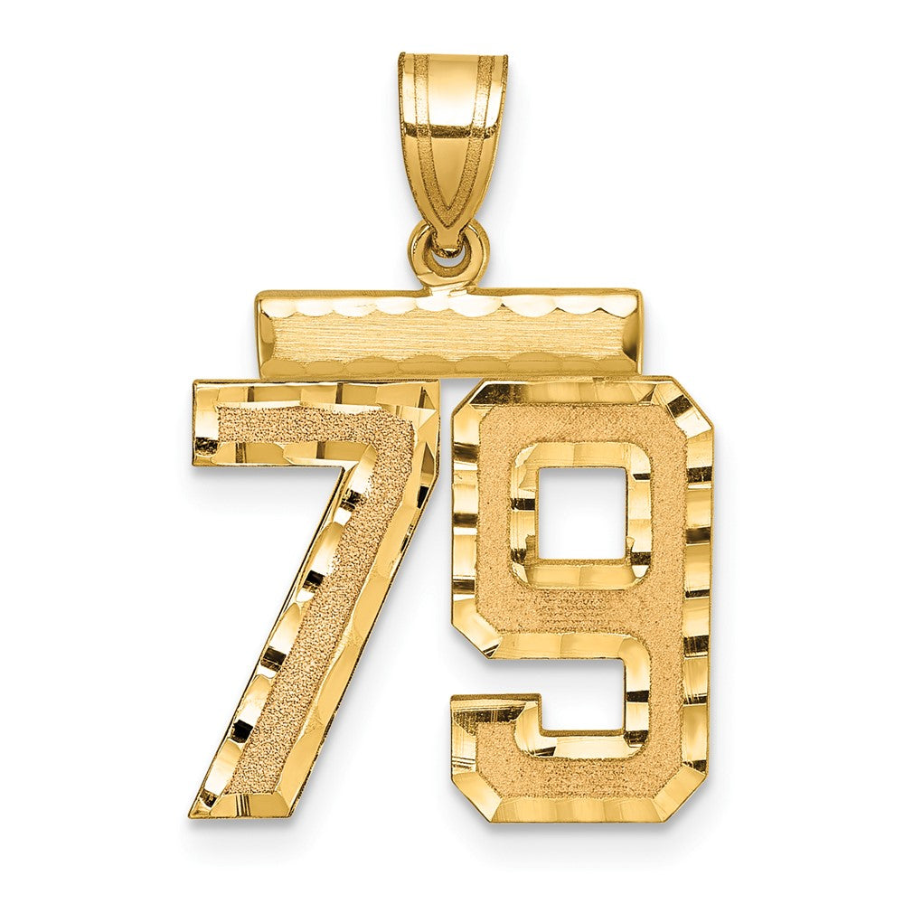 14K Gelbgold Diamant-geschliffener Zahlen-Charm "79", mittelgroß