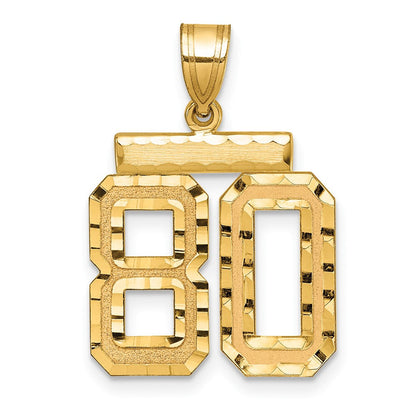 14K Gelbgold mittelgroßer diamantgeschliffener Charm „Zahl 80“