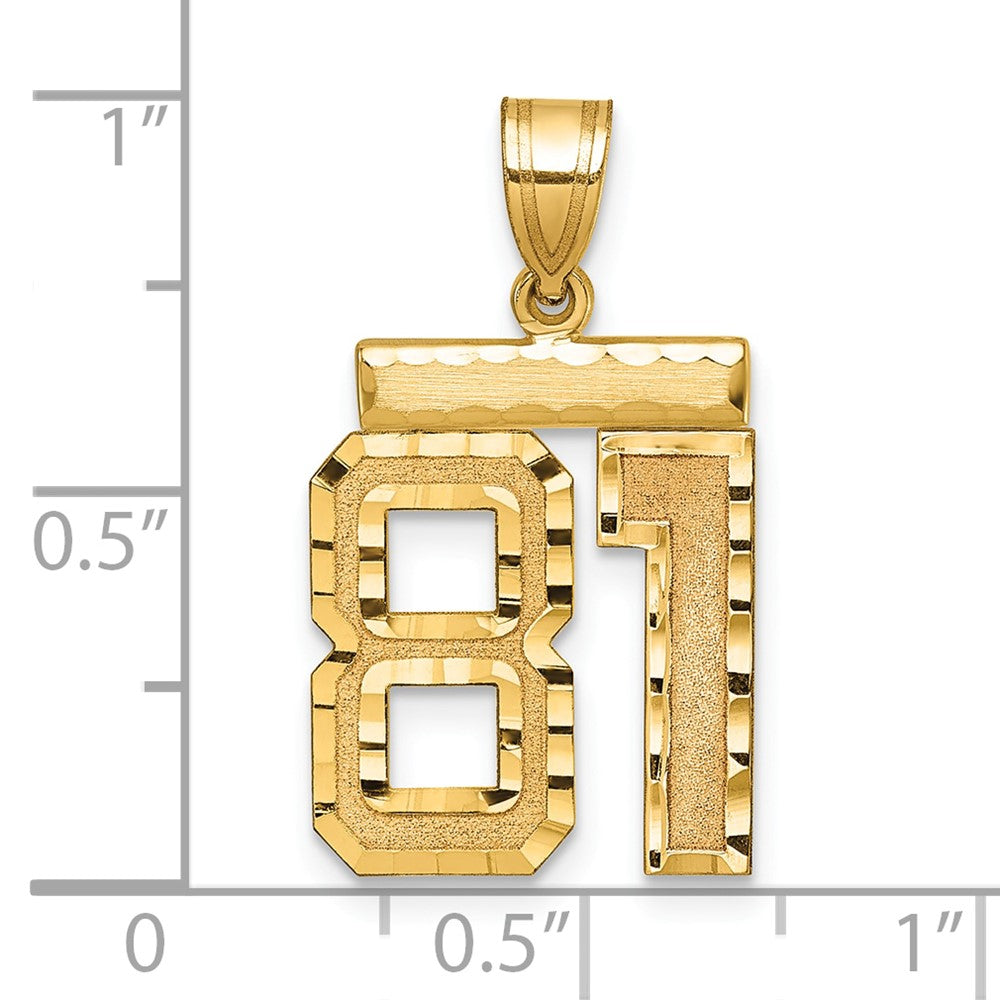 585 Gelbgold Diamantierter Zahlen-Charm "81", Mittelgröße