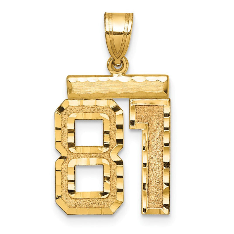 585 Gelbgold Diamantierter Zahlen-Charm "81", Mittelgröße